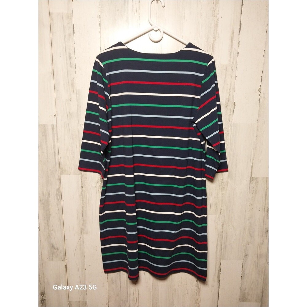 D&Co Denim And Company Women's Large Navy Multi Stripe Knit Dress - Picture 4 of 5